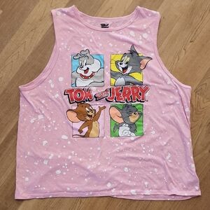 Tom and Jerry Women's Pink Cartoon Tank Top